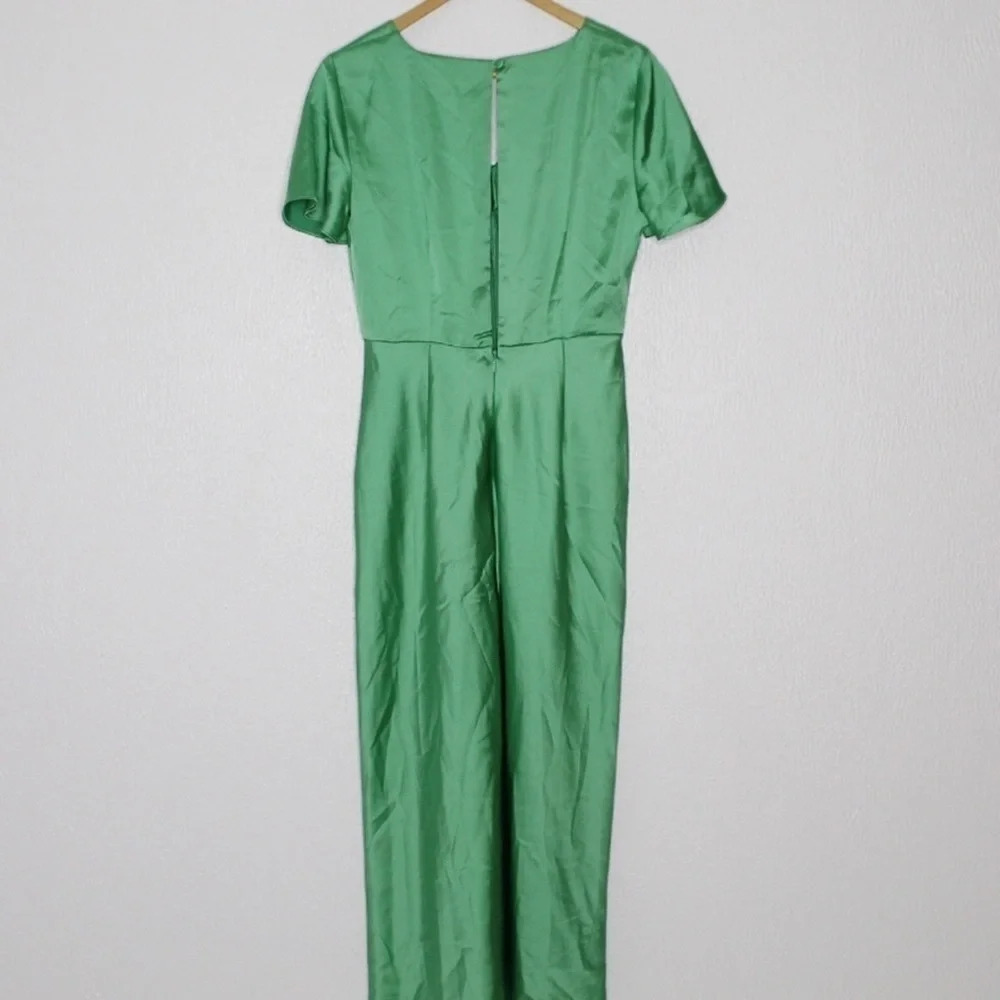 TopShop Angel Sleeve Bias Cut Satin Dress Green 8 - Picture 6 of 11